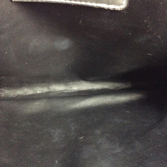 Marni Leather Shoulder Bag Clutch Pouchette One Ribbon Motif Enamel Gray Yo19 - Picture 10 of 10